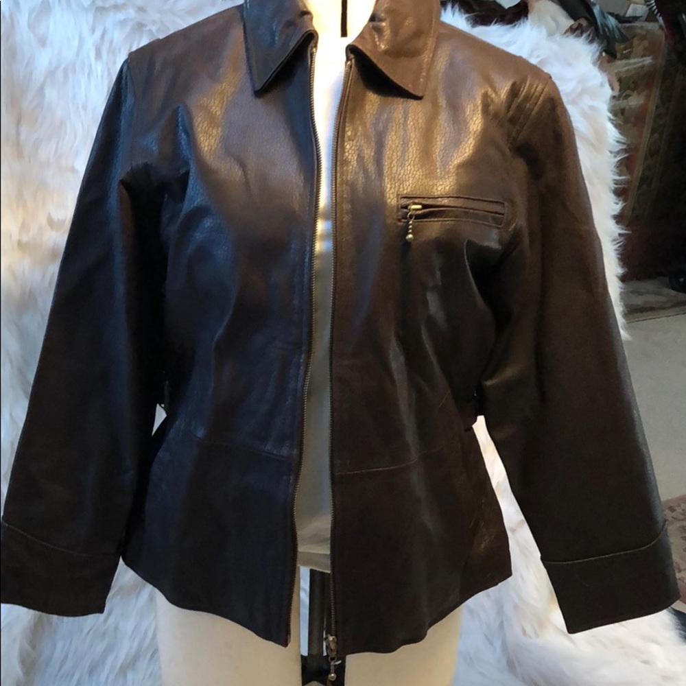 Vintage Dk brown genuine Leather jacket